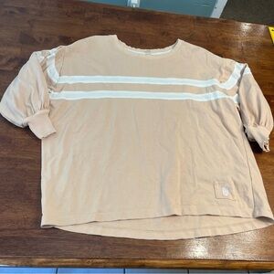 FP Movement by Free People Beige and White Striped Sweatshirt